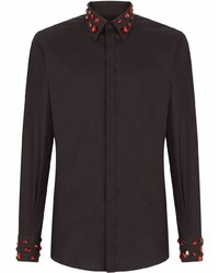 Chemise à manches longues ornée noire Dolce & Gabbana