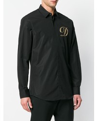 Chemise à manches longues ornée noire DSQUARED2