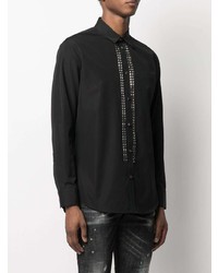 Chemise à manches longues ornée noire DSQUARED2