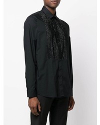 Chemise à manches longues ornée noire Philipp Plein