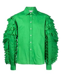 Chemise à manches longues ornée verte