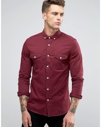 Chemise à manches longues rouge Asos