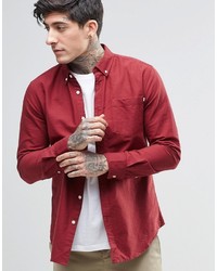 Chemise à manches longues rouge Farah