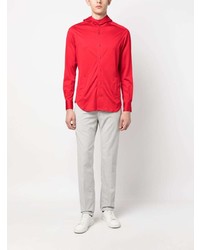 Chemise à manches longues rouge Kiton