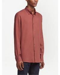 Chemise à manches longues rouge Zegna