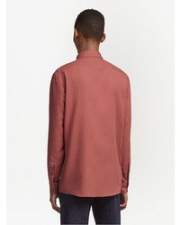 Chemise à manches longues rouge Zegna