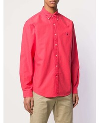 Chemise à manches longues rouge Ralph Lauren
