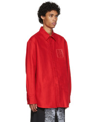 Chemise à manches longues rouge Raf Simons