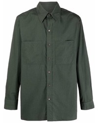 Chemise à manches longues vert foncé Lemaire