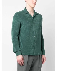 Chemise à manches longues vert foncé Fedeli
