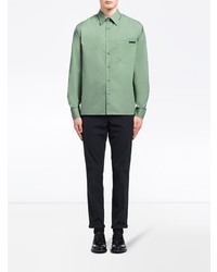 Chemise à manches longues vert menthe Prada