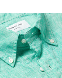 Chemise à manches longues vert menthe Thom Browne