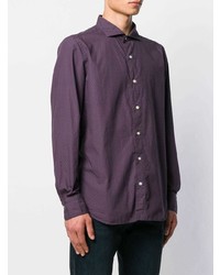 Chemise à manches longues violette Finamore 1925 Napoli