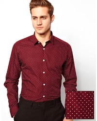 Chemise á pois bordeaux