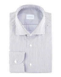 Chemise à rayures horizontales blanc et bleu marine