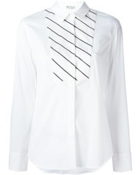 Chemise à rayures horizontales blanche Brunello Cucinelli