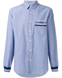 Chemise à rayures horizontales bleu clair Love Moschino