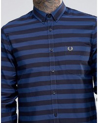 Chemise à rayures horizontales bleu marine Fred Perry