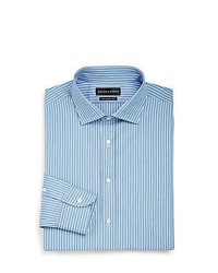 Chemise à rayures verticales blanc et bleu