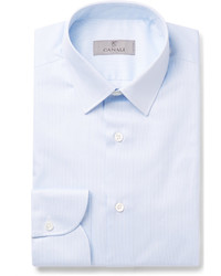 Chemise à rayures verticales bleu clair Canali