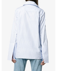 Chemise à rayures verticales bleu clair Mira Mikati