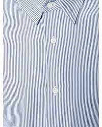 Chemise à rayures verticales bleu clair Aspesi