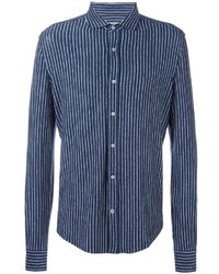 Chemise à rayures verticales bleu marine Brunello Cucinelli