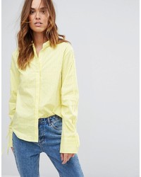 Chemise à rayures verticales jaune