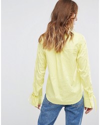 Chemise à rayures verticales jaune Warehouse