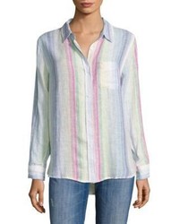 Chemise à rayures verticales multicolore
