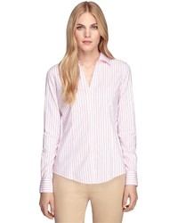Chemise à rayures verticales rose