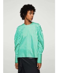 Chemise à rayures verticales vert menthe