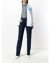 Chemise boutonnée à manches courtes à carreaux blanche Calvin Klein Jeans