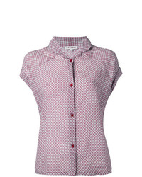 Chemise boutonnée à manches courtes à carreaux rouge Caramel