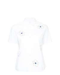 Chemise boutonnée à manches courtes à fleurs bleu clair