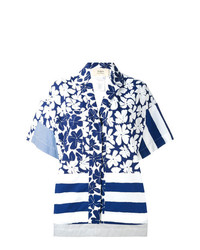 Chemise boutonnée à manches courtes à fleurs bleue Ports 1961