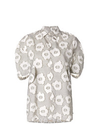 Chemise boutonnée à manches courtes à fleurs grise Henrik Vibskov
