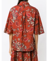 Chemise boutonnée à manches courtes à fleurs rouge Sissa