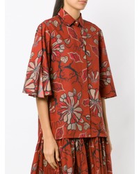 Chemise boutonnée à manches courtes à fleurs rouge Sissa