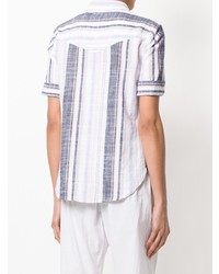 Chemise boutonnée à manches courtes à rayures verticales bleu clair Xirena