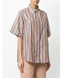 Chemise boutonnée à manches courtes à rayures verticales multicolore Ports 1961