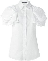 Chemise boutonnée à manches courtes blanche Alexander McQueen