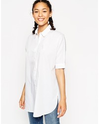 Chemise boutonnée à manches courtes blanche Asos