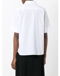 Chemise boutonnée à manches courtes blanche Lanvin