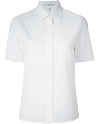 Chemise boutonnée à manches courtes blanche Celine