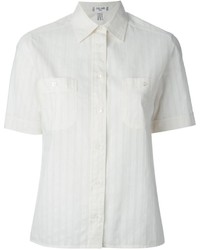 Chemise boutonnée à manches courtes blanche Celine