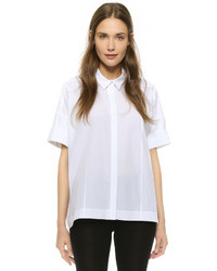 Chemise boutonnée à manches courtes blanche