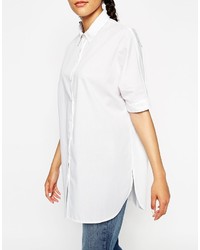 Chemise boutonnée à manches courtes blanche Asos