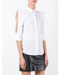 Chemise boutonnée à manches courtes blanche Philipp Plein