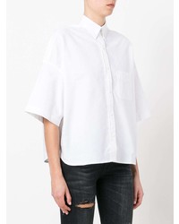 Chemise boutonnée à manches courtes blanche R13